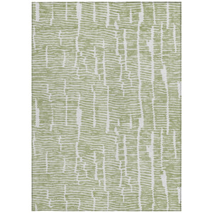 Homeroots 3' Artichoke Green And Ivory Abstract Washable Rug For Indoor And Outdoor Spaces, Stain-resistant Design 10' X 14' Polyester 588491