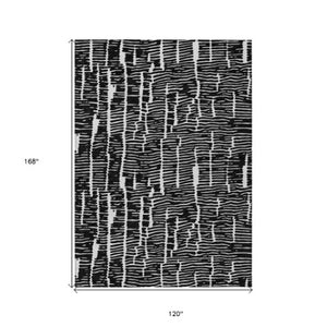 Homeroots 3' Artichoke Green And Ivory Abstract Washable Rug For Indoor And Outdoor Spaces, Stain-resistant Design 10' X 14' Polyester 588497