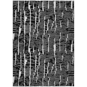 HomeRoots 5' Durable Black and Ivory Abstract Area Rug – Stylish, Washable Design for Indoor and Outdoor Use 10' X 14' 588497