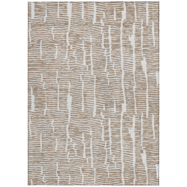 Homeroots 3' Artichoke Green And Ivory Abstract Washable Rug For Indoor And Outdoor Spaces, Stain-resistant Design 5' X 8' Polyester 588499