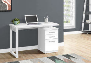 English Elm Computer Desk with Reversible Drawer Unit and Floating Top, 3-Drawer Storage, Modern Office Compact Workstation White 52 L x 27 W x 8 H B2710P219900