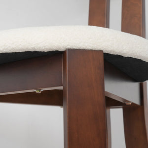 English Elm Vintage Rubber Solid Wood Dining Chair Set of 2 — Plush Berber Fleece Upholstery, Water & Stain Resistant, 280 lb Capacity Natural,White W1535P281510