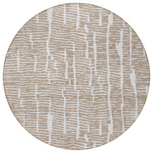 Homeroots 3' Artichoke Green And Ivory Abstract Washable Rug For Indoor And Outdoor Spaces, Stain-resistant Design 8' Round Polyester 588500