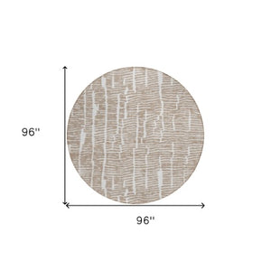 Homeroots 3' Artichoke Green And Ivory Abstract Washable Rug For Indoor And Outdoor Spaces, Stain-resistant Design 8' Round Polyester 588500