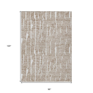 HomeRoots 5' Brown and Ivory Abstract Washable Area Rug – Perfect for Indoor Comfort and Outdoor Durability! 8' X 10' 588501
