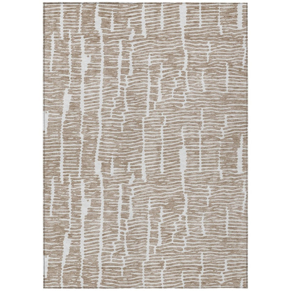 HomeRoots 9' Contemporary Brown and Ivory Abstract Washable Area Rug for Indoor and Outdoor Spaces 9' X 12' 588502