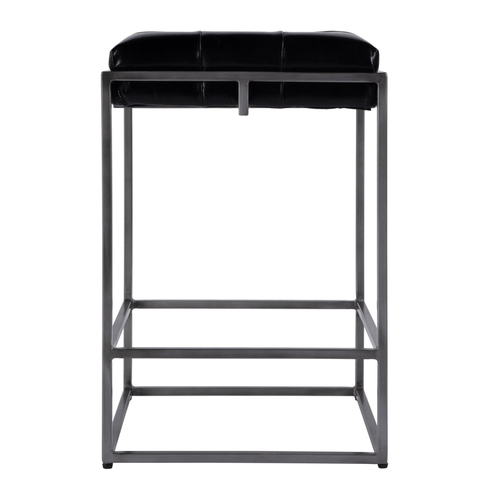 Butler Specialty Butler Stylish Leather & Iron Backless Counter Stool – 26" Height, Modern Design For Home Bars & Kitchens Black Iron,Leather,Plywood 5885034-butler