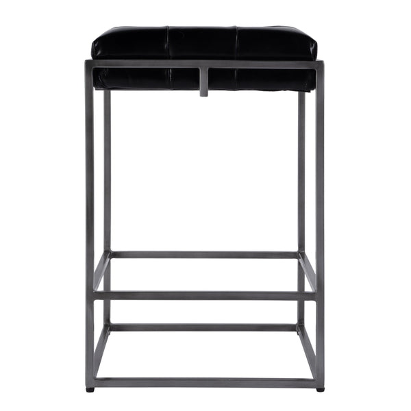 Butler Specialty Butler Stylish Leather & Iron Backless Counter Stool – 26" Height, Modern Design For Home Bars & Kitchens Black Iron,Leather,Plywood 5885034-butler