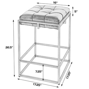 Butler Specialty Butler Stylish Leather & Iron Backless Counter Stool – 26" Height, Modern Design For Home Bars & Kitchens Black Iron,Leather,Plywood 5885034-butler