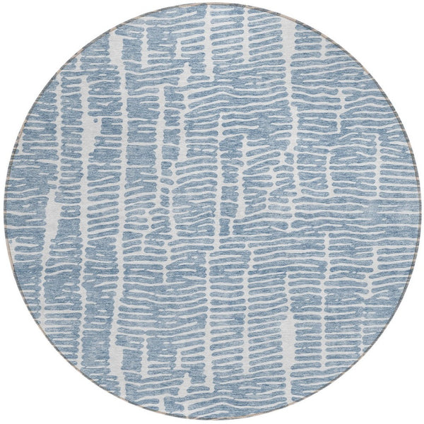 Homeroots 3' Artichoke Green And Ivory Abstract Washable Rug For Indoor And Outdoor Spaces, Stain-resistant Design 8' Round Polyester 588506