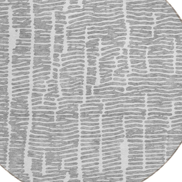 Homeroots 3' Artichoke Green And Ivory Abstract Washable Rug For Indoor And Outdoor Spaces, Stain-resistant Design 8' Round Polyester 588512