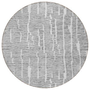 Homeroots 3' Artichoke Green And Ivory Abstract Washable Rug For Indoor And Outdoor Spaces, Stain-resistant Design 8' Round Polyester 588512