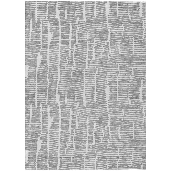 HomeRoots 9' Stylish Gray and Ivory Abstract Indoor Outdoor Area Rug - Durable, Washable, Versatile Design 9' X 12' 588514