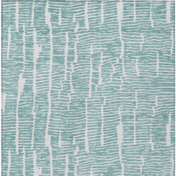 Homeroots 3' Artichoke Green And Ivory Abstract Washable Rug For Indoor And Outdoor Spaces, Stain-resistant Design 3' X 5' Polyester 588516