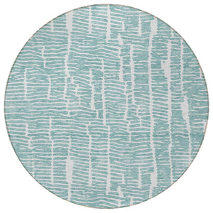 Homeroots 3' Artichoke Green And Ivory Abstract Washable Rug For Indoor And Outdoor Spaces, Stain-resistant Design 8' Round Polyester 588518