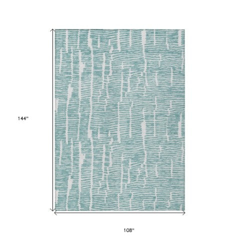 Homeroots 3' Artichoke Green And Ivory Abstract Washable Rug For Indoor And Outdoor Spaces, Stain-resistant Design 9' X 12' Polyester 588520
