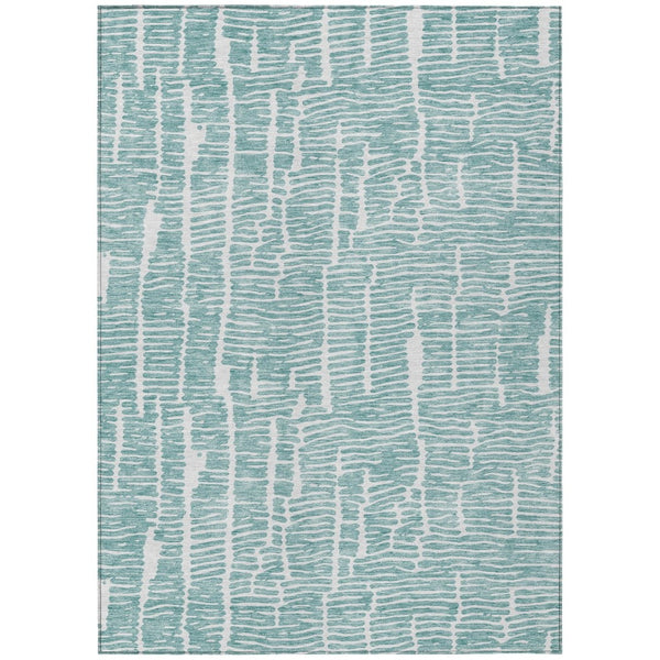 HomeRoots 9' Teal Blue and Ivory Abstract Indoor Outdoor Area Rug - Stylish, Durable, Washable Design for All Spaces 9' X 12' 588520