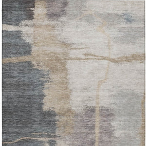 Homeroots 3' Gray Charcoal And Beige Abstract Washable Area Rug For Indoor And Outdoor Spaces, Easy Care 3' X 5' Polyester 588522