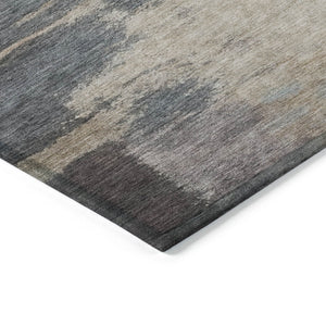 Homeroots 3' Gray Charcoal And Beige Abstract Washable Area Rug For Indoor And Outdoor Spaces, Easy Care 5' X 8' Polyester 588523
