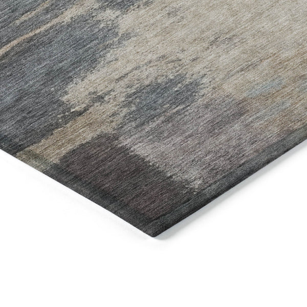 Homeroots 3' Gray Charcoal And Beige Abstract Washable Area Rug For Indoor And Outdoor Spaces, Easy Care 9' X 12' Polyester 588526