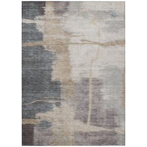 HomeRoots 5' Modern Abstract Gray Charcoal and Beige Washable Area Rug for Indoor and Outdoor Spaces 10' X 14' 588527