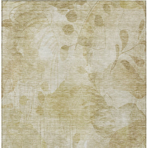 Homeroots 3' Charming Beige Tan And Ivory Floral Washable Area Rug For Indoor And Outdoor Spaces 5' X 8' Polyester 588529