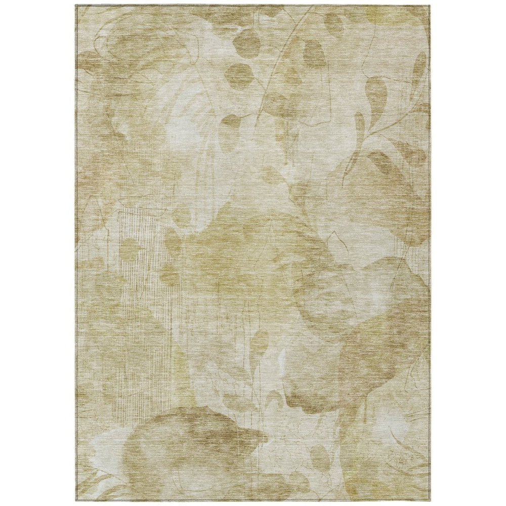 HomeRoots 5' Timeless Beige Tan and Ivory Floral Area Rug - Durable, Washable, Indoor/Outdoor Comfort for Homes 5' X 8' 588529