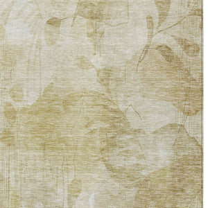 Homeroots 3' Charming Beige Tan And Ivory Floral Washable Area Rug For Indoor And Outdoor Spaces 5' X 8' Polyester 588529