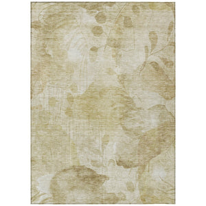 HomeRoots 9' Elegant Beige Tan and Ivory Floral Washable Area Rug for Indoor and Outdoor Spaces, Durable Design 9' X 12' 588532
