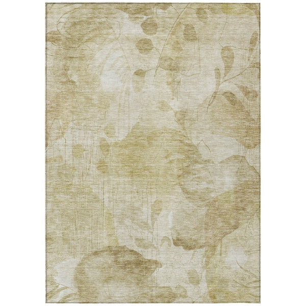 HomeRoots 9' Elegant Beige Tan and Ivory Floral Washable Area Rug for Indoor and Outdoor Spaces, Durable Design 9' X 12' 588532