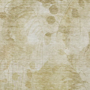 Homeroots 3' Charming Beige Tan And Ivory Floral Washable Area Rug For Indoor And Outdoor Spaces 9' X 12' Polyester 588532