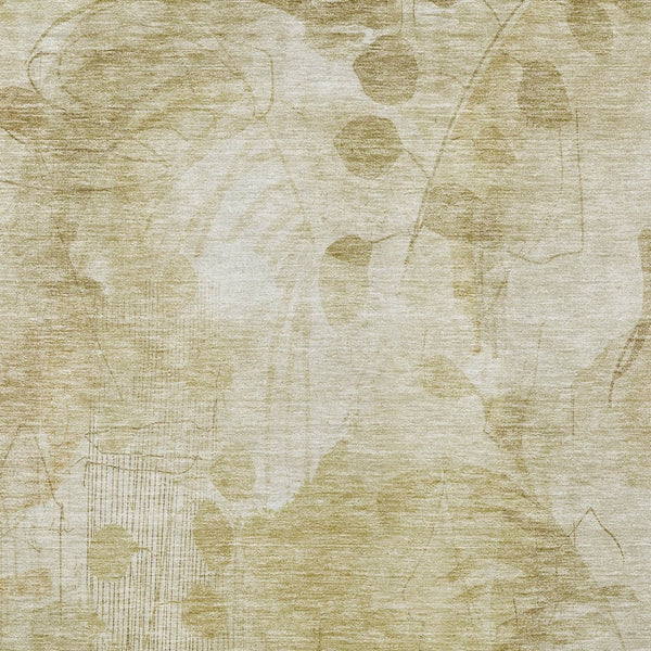 Homeroots 3' Charming Beige Tan And Ivory Floral Washable Area Rug For Indoor And Outdoor Spaces 9' X 12' Polyester 588532