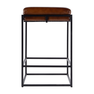 Butler Specialty Company 26" Leather & Iron Backless Counter Stool - Stylish, Comfortable Design For Home Black,Brown Iron,Leather,Plywood 5885344-butler