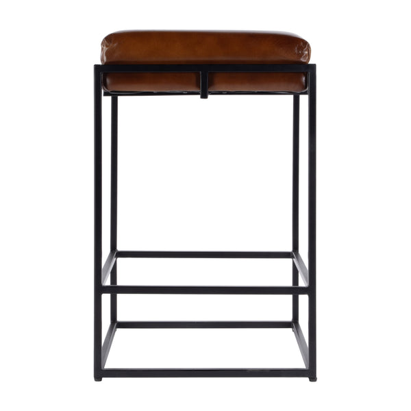 Butler Specialty Company 26" Leather & Iron Backless Counter Stool - Stylish, Comfortable Design For Home Black,Brown Iron,Leather,Plywood 5885344-butler