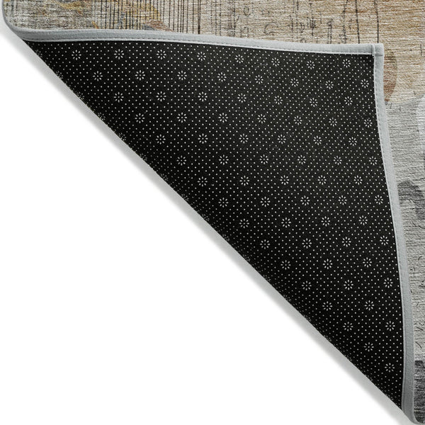 Homeroots 3' Charming Beige Tan And Ivory Floral Washable Area Rug For Indoor And Outdoor Spaces 3' X 5' Polyester 588534