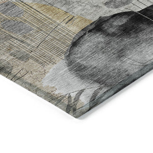 Homeroots 3' Charming Beige Tan And Ivory Floral Washable Area Rug For Indoor And Outdoor Spaces 5' X 8' Polyester 588535