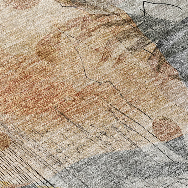 Homeroots 3' Charming Beige Tan And Ivory Floral Washable Area Rug For Indoor And Outdoor Spaces 8' X 10' Polyester 588537