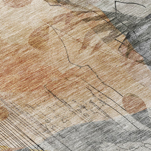 Homeroots 3' Charming Beige Tan And Ivory Floral Washable Area Rug For Indoor And Outdoor Spaces 9' X 12' Polyester 588538