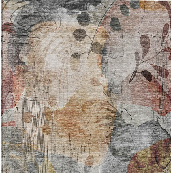 Homeroots 3' Charming Beige Tan And Ivory Floral Washable Area Rug For Indoor And Outdoor Spaces 10' X 14' Polyester 588539