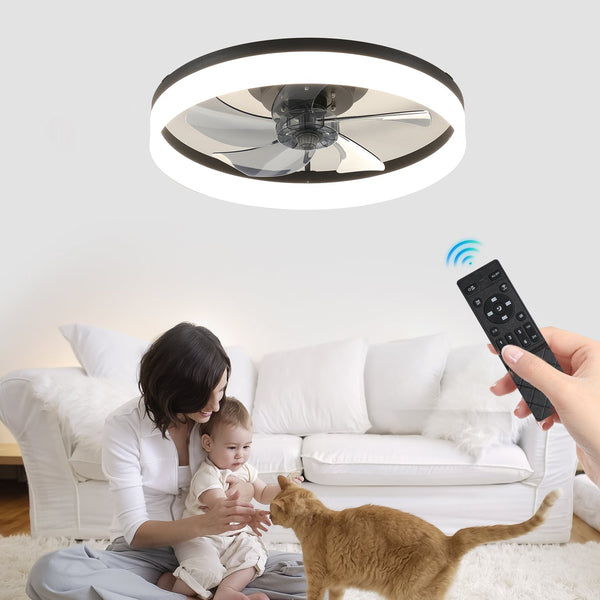 English Elm Ceiling Fan With Dimmable Led Light – Compact Smart Control For Low Ceilings & Modern Spaces W2312P374758