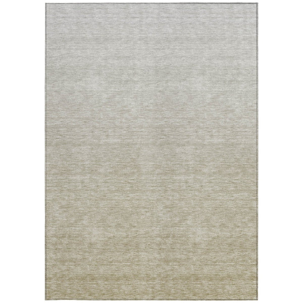 Homeroots 3' Beige Tan And Taupe Ombre Washable Area Rug - Stylish Design For Indoor And Outdoor Spaces 5' X 8' Polyester 588541