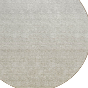 Homeroots 3' Beige Tan And Taupe Ombre Washable Area Rug - Stylish Design For Indoor And Outdoor Spaces 8' Round Polyester 588542