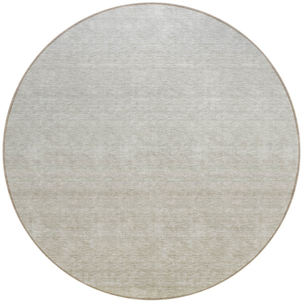 Homeroots 3' Beige Tan And Taupe Ombre Washable Area Rug - Stylish Design For Indoor And Outdoor Spaces 8' Round Polyester 588542