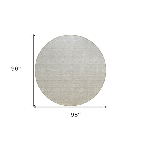 Homeroots 3' Beige Tan And Taupe Ombre Washable Area Rug - Stylish Design For Indoor And Outdoor Spaces 8' Round Polyester 588542
