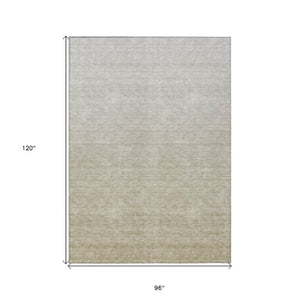 Homeroots 3' Beige Tan And Taupe Ombre Washable Area Rug - Stylish Design For Indoor And Outdoor Spaces 8' X 10' Polyester 588543