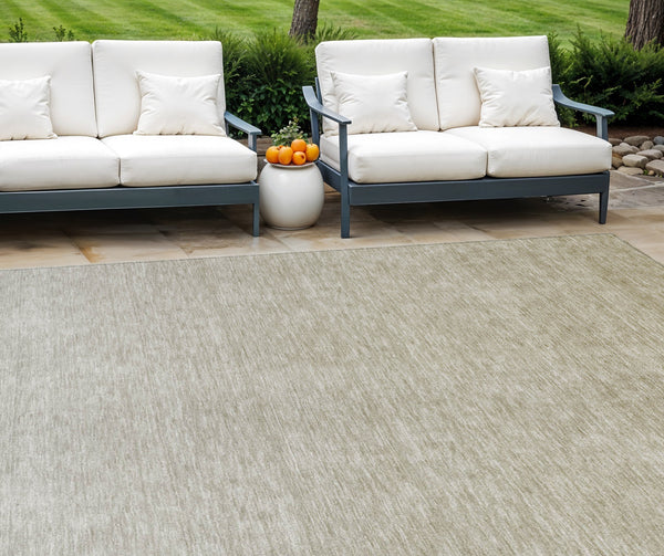 Homeroots 3' Beige Tan And Taupe Ombre Washable Area Rug - Stylish Design For Indoor And Outdoor Spaces 8' X 10' Polyester 588543
