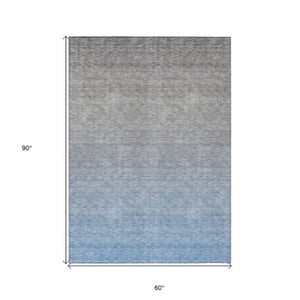 Homeroots 3' Beige Tan And Taupe Ombre Washable Area Rug - Stylish Design For Indoor And Outdoor Spaces 5' X 8' Polyester 588547