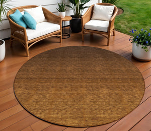 Homeroots 3' Beige Tan And Taupe Ombre Washable Area Rug - Stylish Design For Indoor And Outdoor Spaces 8' Round Polyester 588554