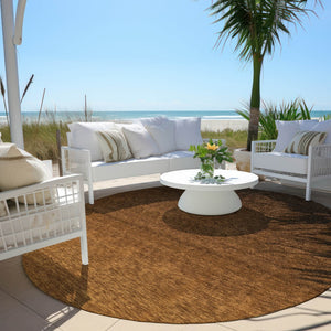 Homeroots 3' Beige Tan And Taupe Ombre Washable Area Rug - Stylish Design For Indoor And Outdoor Spaces 8' Round Polyester 588554