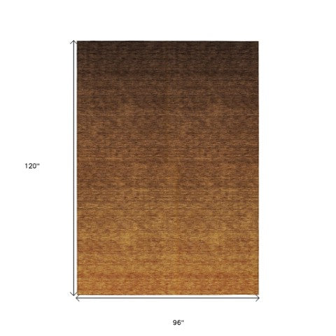 Homeroots 3' Beige Tan And Taupe Ombre Washable Area Rug - Stylish Design For Indoor And Outdoor Spaces 8' X 10' Polyester 588555